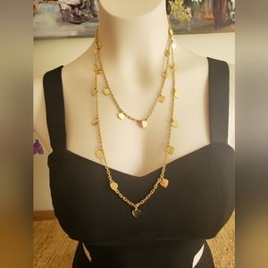 Goldtone Long Hearts Necklace